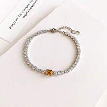 1條時尚簡約不鏽鋼鍊式手鍊,適用於女性日常佩戴 - 銀色 - 查看 8