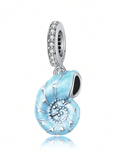 ESBERRY 方晶鋯石裝飾海螺銀DIY吊墜