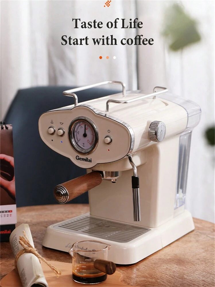 美品　ESPRESSO 半自動エスプレッソマシン 1L Gemilai ミニ半自動エスプレッソマシン3017、スチームワンド付き、牛乳