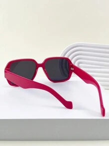 1 件女士方形框架时尚眼镜，设计简约，高端感，适合派对和街头摄影 - 灰色 - 查看 7