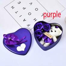 1 个铁盒，内含 3 件香皂花和 1 张爱心卡和泰迪熊，永恒玫瑰，情人节，母亲节，新年礼物，情人节，礼物 - 彩色 - 查看 9