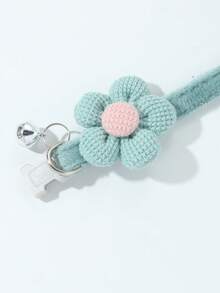 寵物毛絨花項圈貓鈴鐺項圈寵物貓狗通用可愛項圈 - 墨綠色 - 查看 3