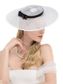 HIMESPORT 大药盒帽 宽边帽 女士头饰 优雅肯塔基女士蝴蝶结 派对礼服 软呢帽 鸡尾酒帽 婚礼 新娘牛仔帽 女牛仔帽 万圣节 - 彩色 - 查看 11