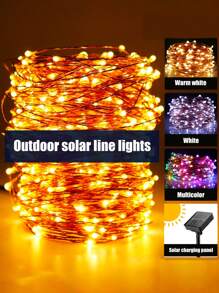 105ft/300 LED Solar Powered Outdoor String Lights, 8 Lighting Modes, Outdoor IP67 Waterproof, 3 Color Options, Ideal For Xmas Tree Decorations, Holidays, Christmas, New Year, Outdoor Camping, Municipal Road Decoration