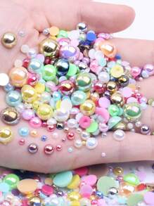 2/3/4/5/6/8/10/12mm半圓形平底AB色假珍珠亞克力樹脂半珍珠DIY手機指甲藝術裝飾配件 - 金黃色 - 查看 3