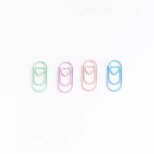 48 Mini Small Hearts Special-Shaped Colorful Paper Clips Creative Small Heart Metal-Coated Special-Shaped Paper Clips - Baby Pink - View 2