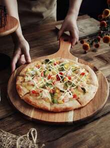 1 件,木質大披薩盤,帶手柄的家用披薩板,披薩服務板,圓形披薩切板,廚房食品托盤,適合奶酪、水果、沙拉和披薩,廚房必需品,廚房小工具用品,聖誕禮物平安夜禮物 - 棕色 - 查看 1