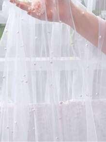 1 Piece Pearl Grain Gauze Mesh Wedding Dessert Table Background Decoration - White - View 3