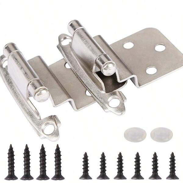 50 Pack Hinges Brushed Nickel 3/8" Overlay Satin Nickel Hinges