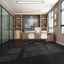 1pc Simulated Thick Marble Tile Floor Sticker, PVC, Waterproof, Self-Adhesive, For Living Room Toilet Kitchen Home Floor Decor - Black - View 2