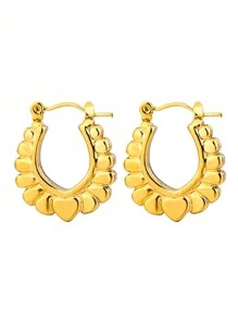 1 Pair Fashionable Geometric Stainless Steel Earrings, Suitable For Women's Daily Wear Or Stylish Commute