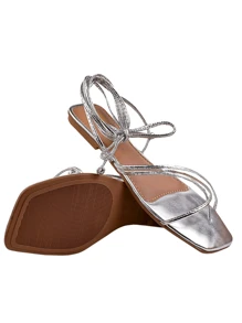 Women Flat Sandals - 銀色 - 查看 5