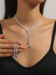 3入組鑲鑽項鍊和耳環 - 彩色 - 查看 1