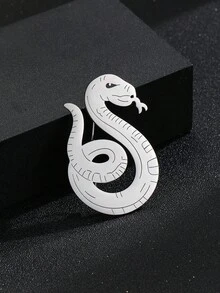 MESTILO 1pc Stainless Steel Cold Style Animal Snake Rose Feather Motorcycle Brooch Suitable For Men And Women Daily Wear - Silver - View 14