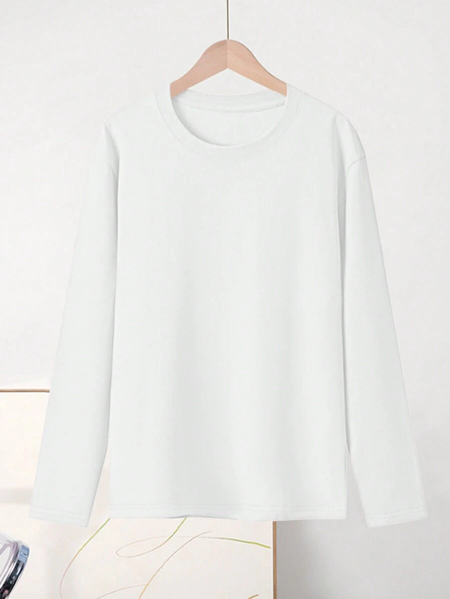 Của phụ nữ  chạy Áo Tay áo dài Màu thuần Vòng cổ Áo sơ mi Giải trí Điền kinh Thoáng khí Thoải mái Đáy Khỏe mạnh Tập thể dục Yoga Quần áo Của phụ nữ Quần áo - trắng - Xem 1