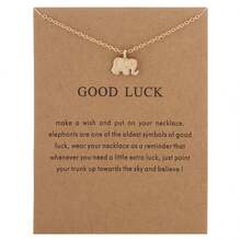 1入組情人節幸運祝福愿望卡鍍金象和蜻蜓吊墜項鍊 - 彩色 - 查看 7