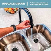 2PCS Kitchen Sink Stopper - Stainless Steel, Large Wide Rim 3.35" Diameter - Black - View 4