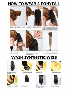 20英寸棕灰色燙染高光,長捲曲假馬尾辮,夾式合成髮捲工具,女士的馬尾髮延長配件 - 間色 - 查看 8