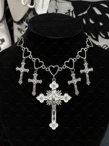 1入組yk2性感風格金屬哥特式大吊墜項鍊,適於萬聖節女性 - 彩色 - 查看 2