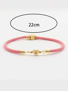 1 chiếc Vòng tay chữ cái trái tim A-Z cổ điển mới cho phụ nữ Vòng tay dây thừng nhiều màu sắc có thể điều chỉnh đơn giản dành cho phụ nữ Quà tặng trang sức - Hồng - Xem 2