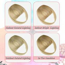Bangs Hair Clip In Bangs, Fake Bangs Natural Clip On Bangs Ash Blonde,Faux Bangs Easy Clip In Hair Extenisons,French Bangs Fringe With Temples Hairpieces Curved Bangs For Daily Wear - Piano Color - View 7