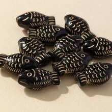 10 件鍍金可愛魚形 Diy 珠寶裝飾配件 - 黑色 - 查看 5