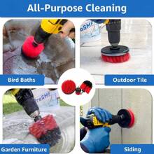 3 件式電鑽刷電動洗地機套件擴展附件套件,適用於灌漿、地板、浴缸、淋浴、瓷磚、浴室和廚房表面,紅色 - 紅色 - 查看 4