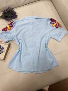 Women Blouses - 藍色 - 查看 2