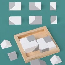 木製套裝創意拼圖開放式大腦訓練玩具適合男孩和女孩腦筋急轉彎空間思維開發遊戲 - 彩色 - 查看 2