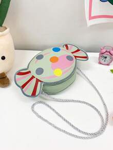 1pc Young Girl's Pu Leather Mini Crossbody Bag With Zipper Closure, Cute Candy Colors For Daily Use - Green - View 7