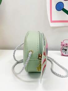 1pc Young Girl's Pu Leather Mini Crossbody Bag With Zipper Closure, Cute Candy Colors For Daily Use - Green - View 5