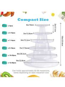 1 件 6 层马卡龙展示架，圆形可拆卸甜点塔架，适用于婚礼、生日、婴儿洗礼、桌面塑料蛋糕收纳架、派对马卡龙支架。婚礼装饰 婚礼派对用品 婚礼装饰 婚礼配件 婚礼蛋糕架 - 無色 - 查看 6