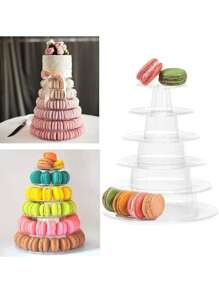1 件 6 层马卡龙展示架，圆形可拆卸甜点塔架，适用于婚礼、生日、婴儿洗礼、桌面塑料蛋糕收纳架、派对马卡龙支架。婚礼装饰 婚礼派对用品 婚礼装饰 婚礼配件 婚礼蛋糕架 - 無色 - 查看 8