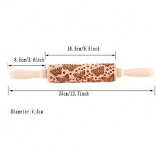 1入組13.7英寸蝴蝶和花紋木製擀麵棍,適用於製作餅乾、薄餅等甜點,節日禮物首選 - 棕色 - 查看 7