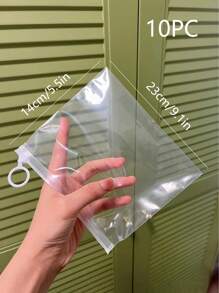 10个装大号密封袋透明收纳袋，整理便携拉环袋分类大容量实用拉链袋防水收纳袋文具收纳袋带拉链，旅行便携化妆品分装收纳袋收纳笔袋，旅行收纳分装袋桌面杂物收纳袋，办公用品，返校用品美术用品收纳袋化妆包化妆袋化妆品收纳盒化妆收纳盒化妆品收纳返校用品 - 無色 - 查看 5