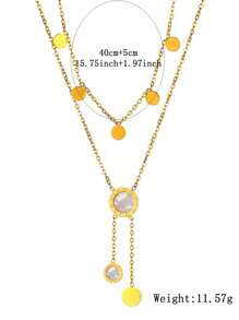 1條時尚優雅的18k金鍍雙層項鍊,適合女性參加宴會佩戴 - OU003-金黃色 - 查看 16