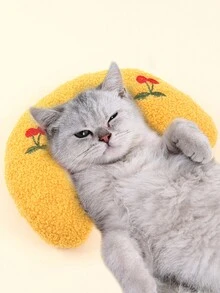 1 件裝貓形毛絨枕頭支撐頸部 U 型枕頭適合深度睡眠,顏色隨機 - 彩色 - 查看 1