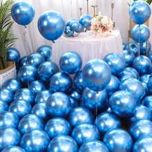 50/20/100 piezas de globos metalizados de 5 pulgadas en colores mezclados de oro, plateado, azul y morado para la decoración de fiestas de bodas y cumpleaños - Azul - Ver 12