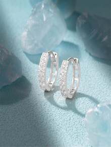 1 对简约圆点精致环形耳环女式 925 银 18K 镀金珠宝配饰 2023 年潮流送给我女儿适合派对 - 金色 - 查看 4