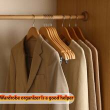 5/10 First-Class Solid Wood Adult Solid Wood Clothes Hangers, High-End Clothing Store Hotel Retro Clothes Hangers With Trouser Racks - Redwood - View 3