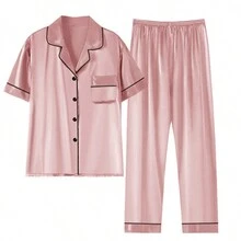 Pijamas De Señoras Mujer De Seda Cómodo Pijamas - Rosa - Ver 9