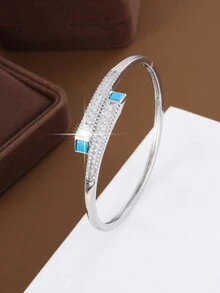 1件装 个性化斜面切割设计 时尚铜手镯 女士款 - 彩色 - 查看 2