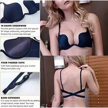 2pk Brasieres Bra Push Up Escote Profundo Convertible - Negro - Ver 2