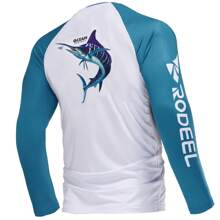 RODEEL Men's Long Sleeve Fishing Shirt Lightweight Sun Protection Quick Dry T-Shirt For Outdoor Activities - Baby Blue - View 1