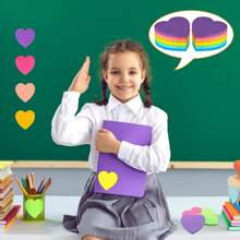 1入隨機顏色的心形線條便條紙,可愛的便條紙,心形便條紙,明亮豔麗的黏貼力書寫記錄便條備忘錄,自黏便條垫適用於辦公室學校 - 彩色 - 查看 6