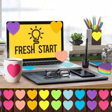 1入隨機顏色的心形線條便條紙,可愛的便條紙,心形便條紙,明亮豔麗的黏貼力書寫記錄便條備忘錄,自黏便條垫適用於辦公室學校 - 彩色 - 查看 7