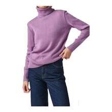 Sueter Manga Larga Cuello De Tortuga Para Mujer Sweater Moda Jersey Mujer - Lila Púrpura - Ver 2