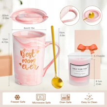 5 件优雅粉色马克杯礼品套装，特别生日、母亲节、圣诞节、新年礼物，适合妈妈、她、女士、朋友、姐妹 - 饮具套装