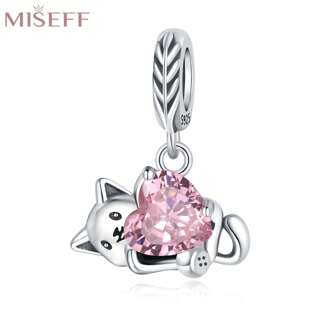  MISEFF Animal Series 1 Pc S925 Sterling Silver Pendant Cute Cat Pet Charm Suitable For Bracelets Necklaces Luxury DIY Jewelry Gifts Birthday Gifts For Women