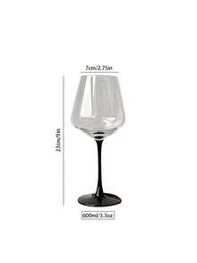 1pc 600ml Burgundy Wine Glass With Black Stem - Clear - View 3